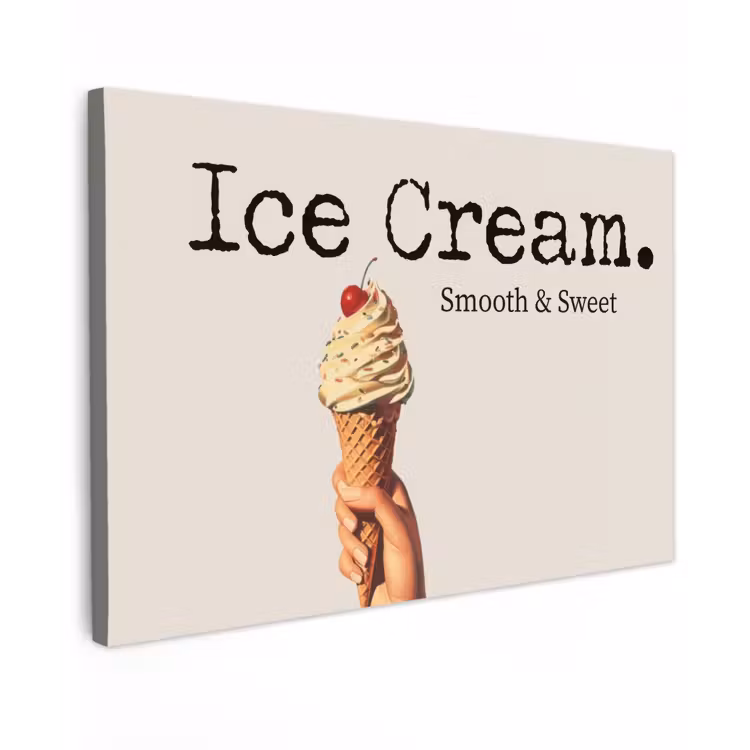 Ice cream - Softijs - Kleurrijk - Kers Tuinposter op houten frame 2 cm dik klein -3d
