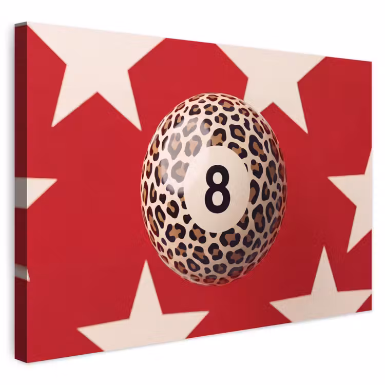 Spel - Dierenprint - Nummer 8 - Modern - Rood Tuinposter op houten frame 2 cm dik klein -3d