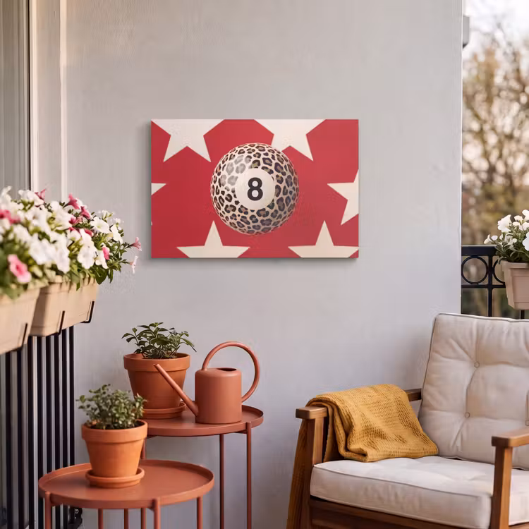 Spel - Dierenprint - Nummer 8 - Modern - Rood Tuinposter op houten frame 2 cm dik klein -sfeer1
