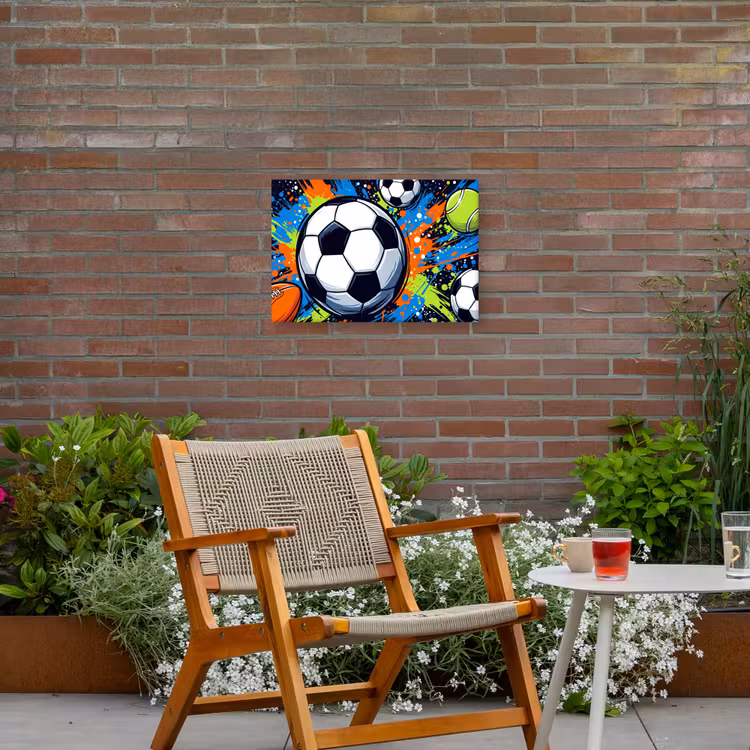Sport - Ballen - Kleurrijk Tuinposter op houten frame 2 cm dik klein -sfeer3
