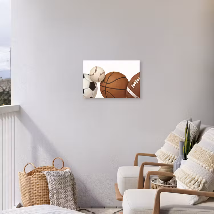 Sport - Ballen - Illustratie Tuinposter op houten frame 2 cm dik klein -sfeer1