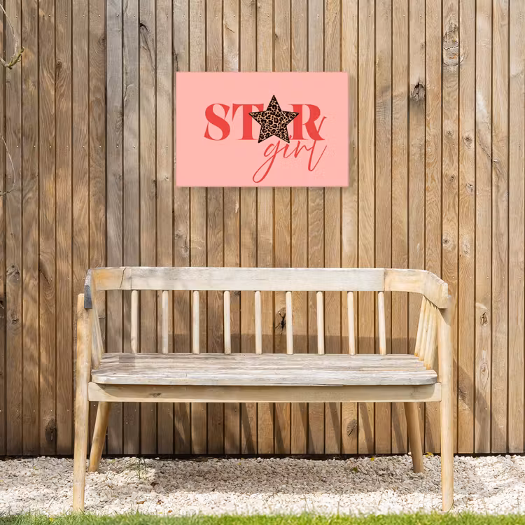 Star girl - Roze - Panter - Ster Tuinposter op houten frame 2 cm dik klein -sfeer4