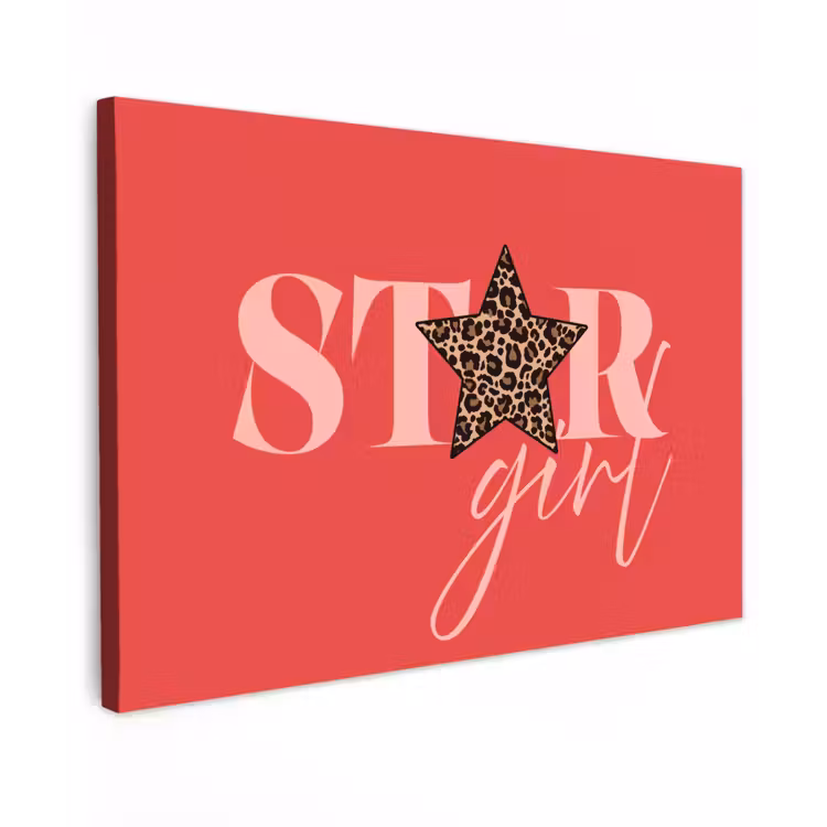 Star girl - Rood - Panter - Ster Tuinposter op houten frame 2 cm dik klein -3d