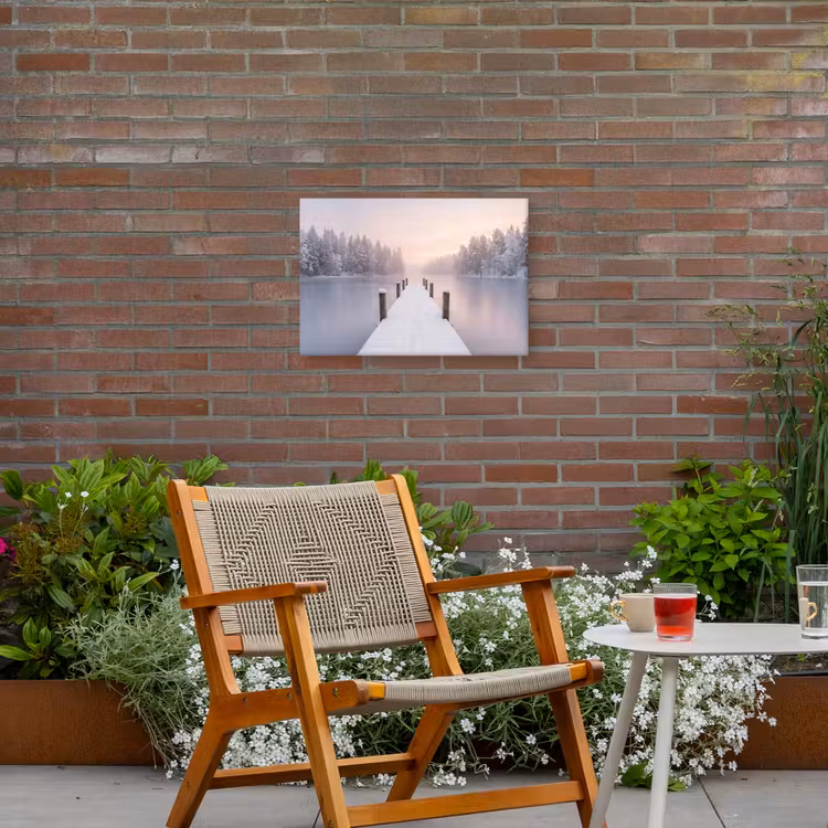 Steiger - Meer - Mist - Winter - Serene Tuinposter op houten frame 2 cm dik klein -sfeer3