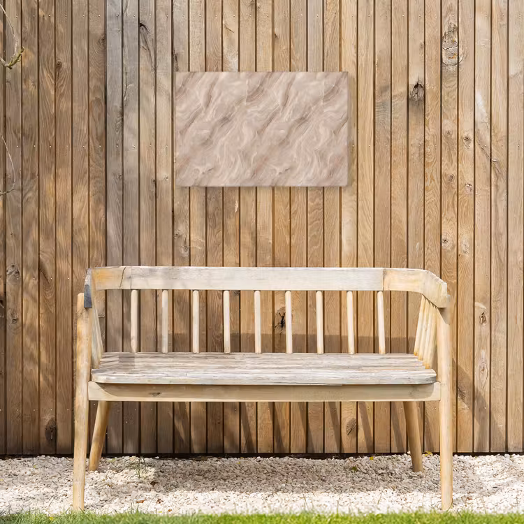 Steen - Golvend - Abstract - Beige Tuinposter op houten frame 2 cm dik klein -sfeer4