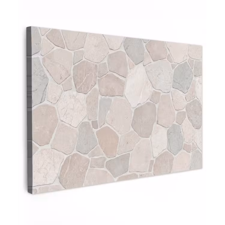 Steen - Patroon - Textuur - Beige Tuinposter op houten frame 2 cm dik klein -3d