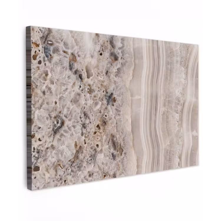 Steen - Textuur - Abstract - Beige - Wit Tuinposter op houten frame 2 cm dik klein -3d