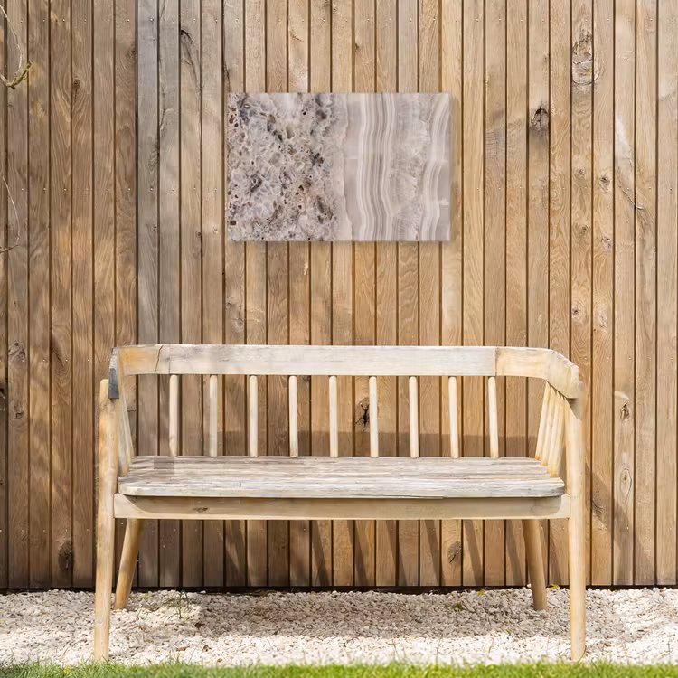 Steen - Textuur - Abstract - Beige - Wit Tuinposter op houten frame 2 cm dik klein -sfeer4