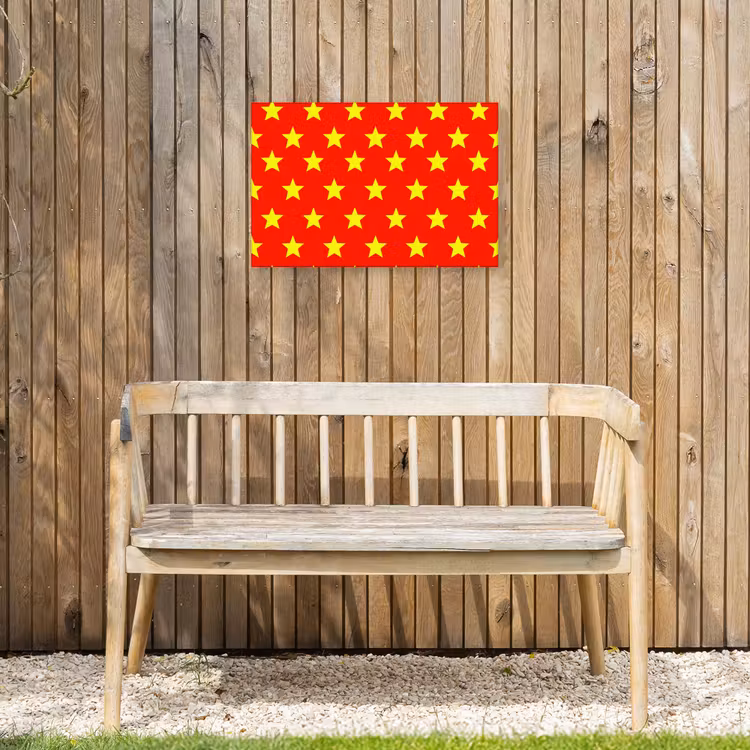 Ster - Patroon - Geel Tuinposter op houten frame 2 cm dik klein 845 -sfeer4
