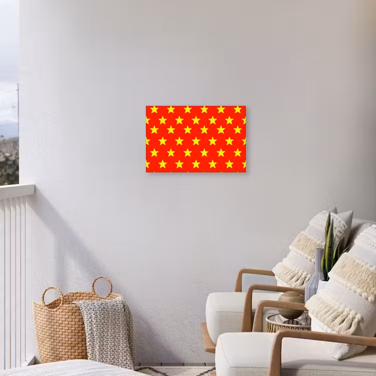 Ster - Patroon - Geel Tuinposter op houten frame 2 cm dik klein 845 -sfeer1