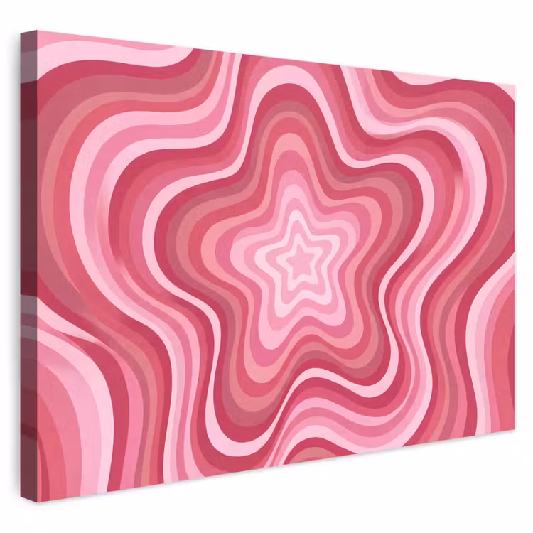 Ster - Golvend - Abstract - Roze Tuinposter op houten frame 2 cm dik klein -3d