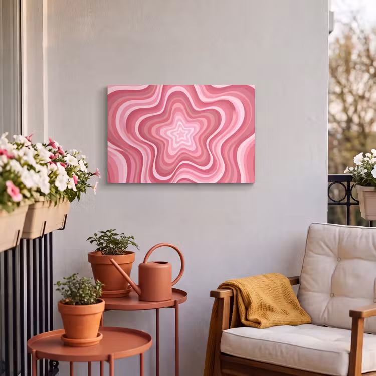 Ster - Golvend - Abstract - Roze Tuinposter op houten frame 2 cm dik klein -sfeer1