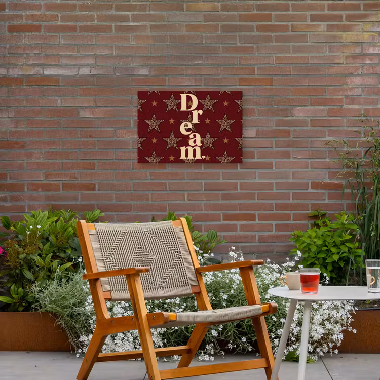 Sterren - Luipaardprint - Dream - Bordeaux Tuinposter op houten frame 2 cm dik klein -sfeer3