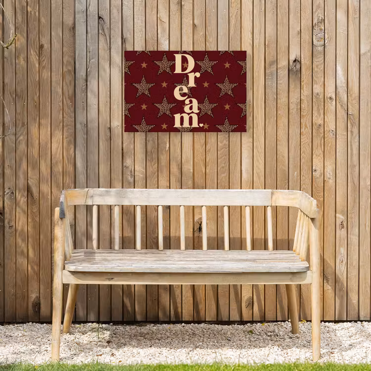 Sterren - Luipaardprint - Dream - Bordeaux Tuinposter op houten frame 2 cm dik klein -sfeer4