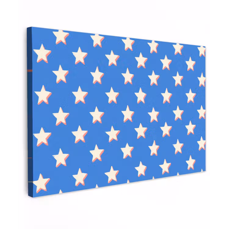 Sterren - Patroon - Blauw Tuinposter op houten frame 2 cm dik klein 845 -3d