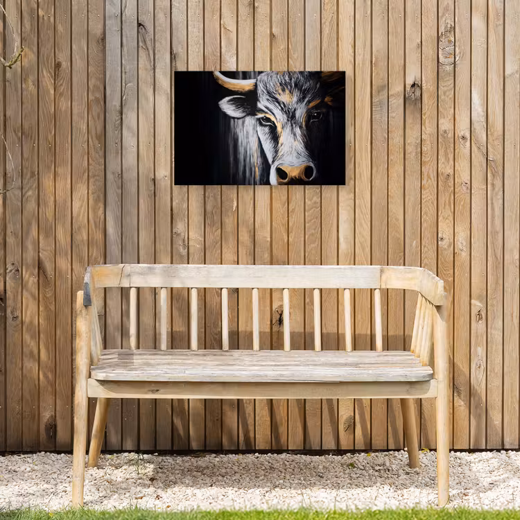 Stier - Hoorns - Snuit - Goud Tuinposter op houten frame 2 cm dik klein -sfeer4