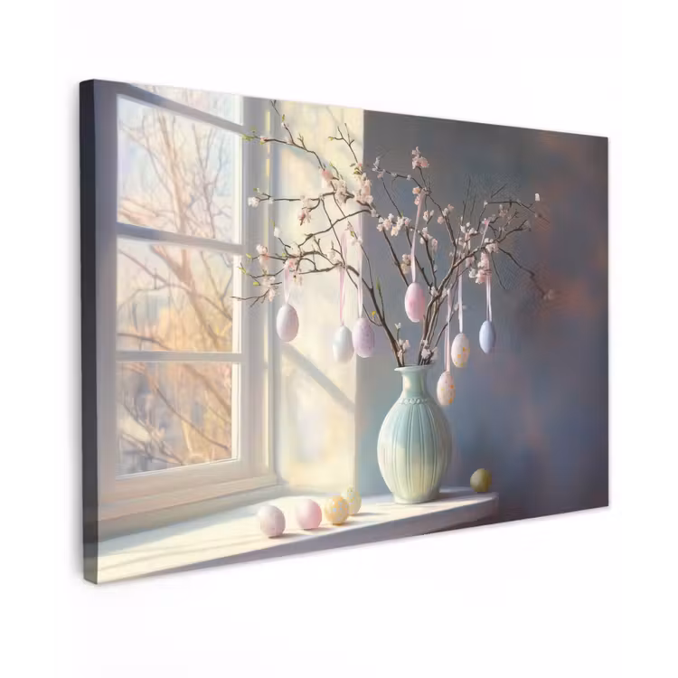 Stilleven - Vaas - Paastak Tuinposter op houten frame 2 cm dik klein -3d