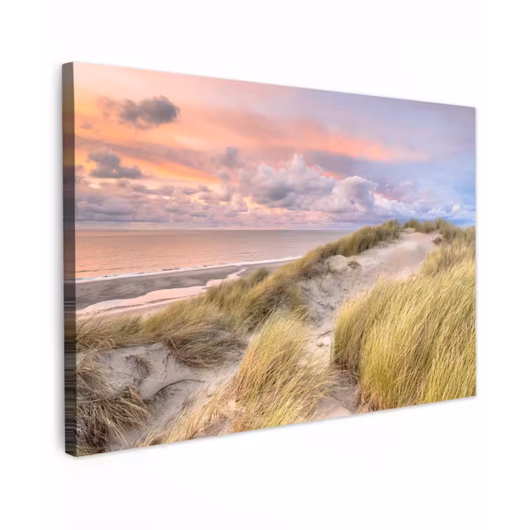 Strand - Zee - Duin - Zonsondergang Tuinposter op houten frame 2 cm dik klein -3d