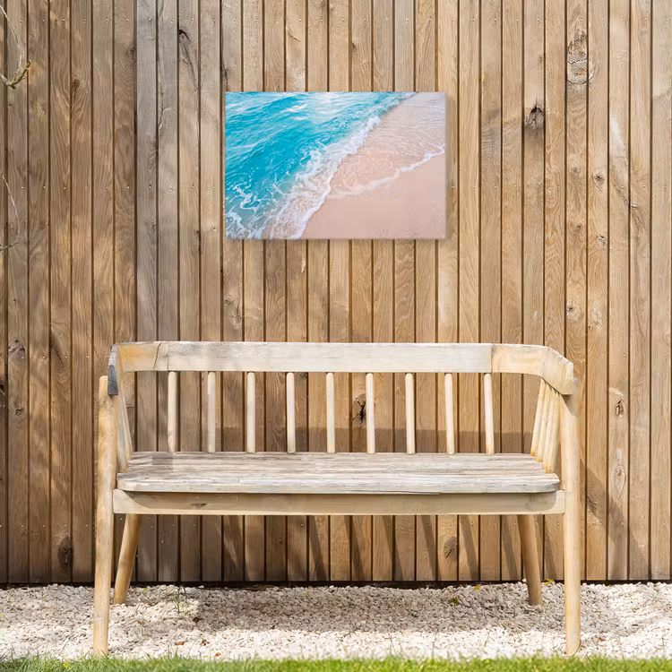 Strand - Zee - Golf - Natuur - Blauw Tuinposter op houten frame 2 cm dik klein -sfeer4