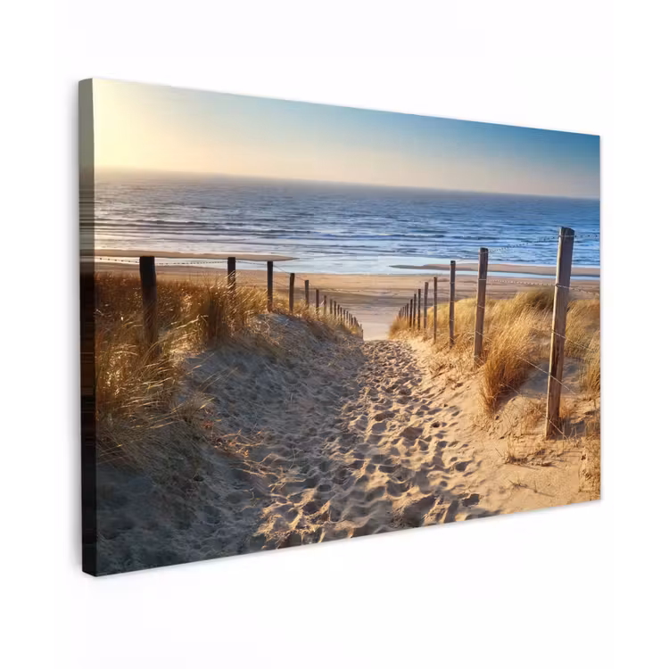 Strand - Zee - Nederland - Duinen - Zon Tuinposter op houten frame 2 cm dik klein -3d