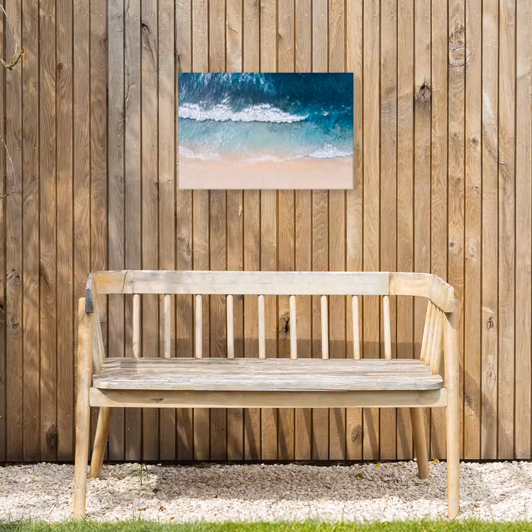 Strand - Zee - Golven - Natuur - Blauw Tuinposter op houten frame 2 cm dik klein -sfeer4