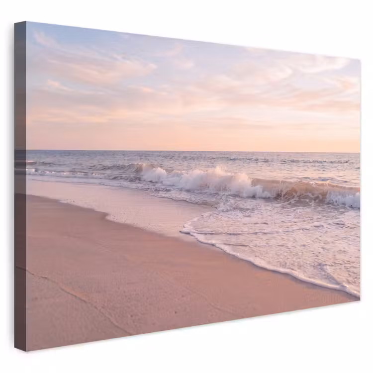Strand - Zee - Golven - Natuur - Zonsondergang Tuinposter op houten frame 2 cm dik klein -3d