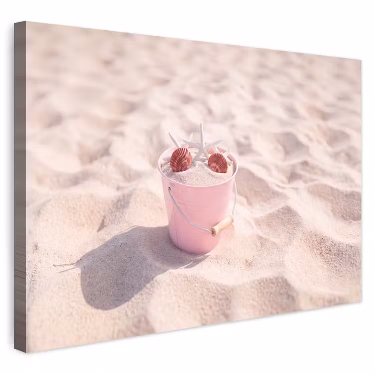 Strand - Schelpen - Zomer - Roze - Decoratie Tuinposter op houten frame 2 cm dik klein -3d