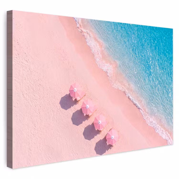Strand - Roze zand - Zee - Zomer - Natuur Tuinposter op houten frame 2 cm dik klein -3d