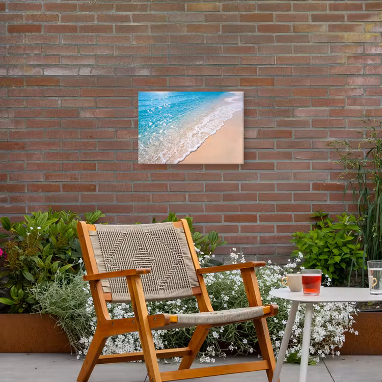 Strand - Water - Natuur - Blauw - Beige Tuinposter op houten frame 2 cm dik klein -sfeer3