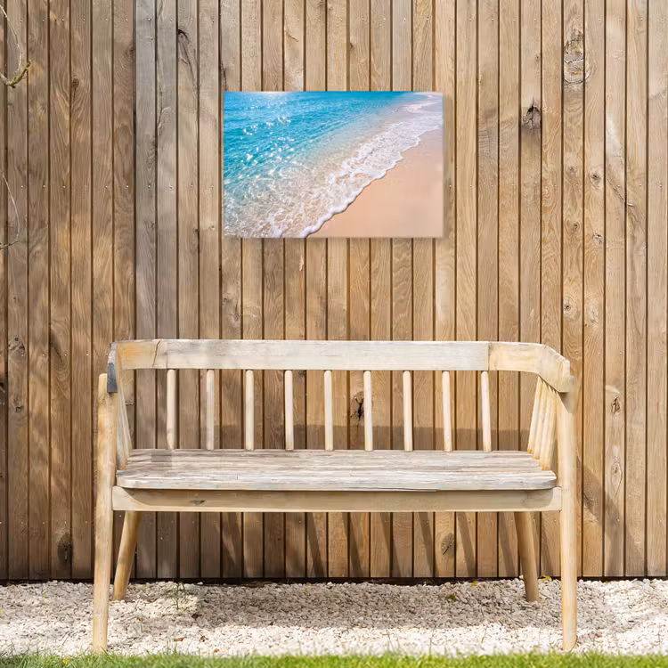 Strand - Water - Natuur - Blauw - Beige Tuinposter op houten frame 2 cm dik klein -sfeer4