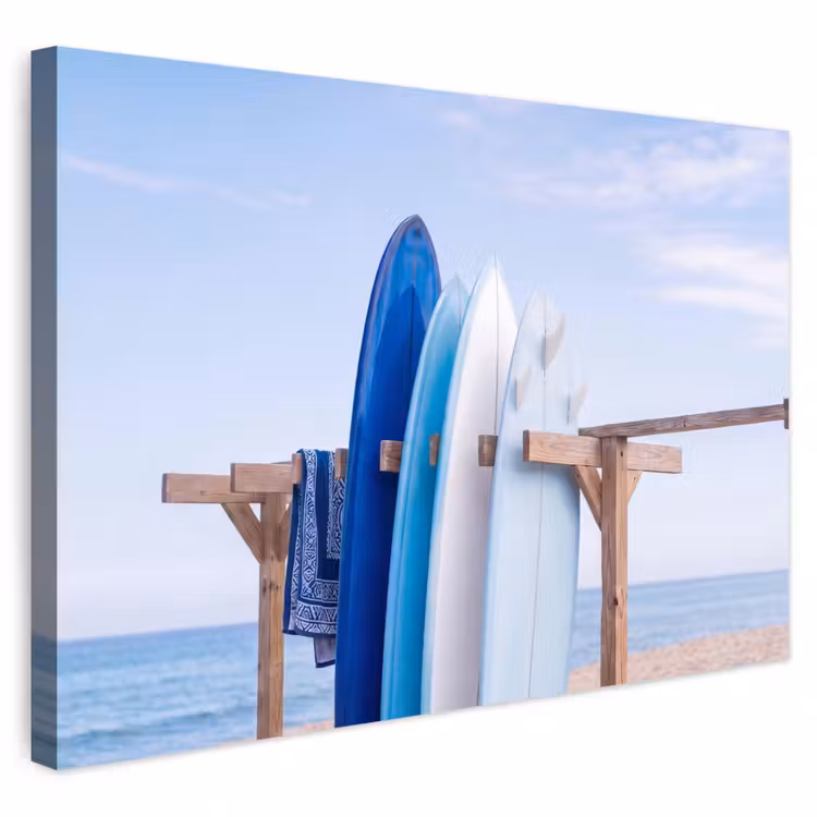 Surfplank - Strand - Zomer - Blauw - Water Tuinposter op houten frame 2 cm dik klein -3d