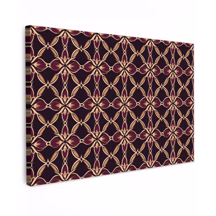 Symmetrisch - Tegel - Burgundy Tuinposter op houten frame 2 cm dik klein 845 -3d