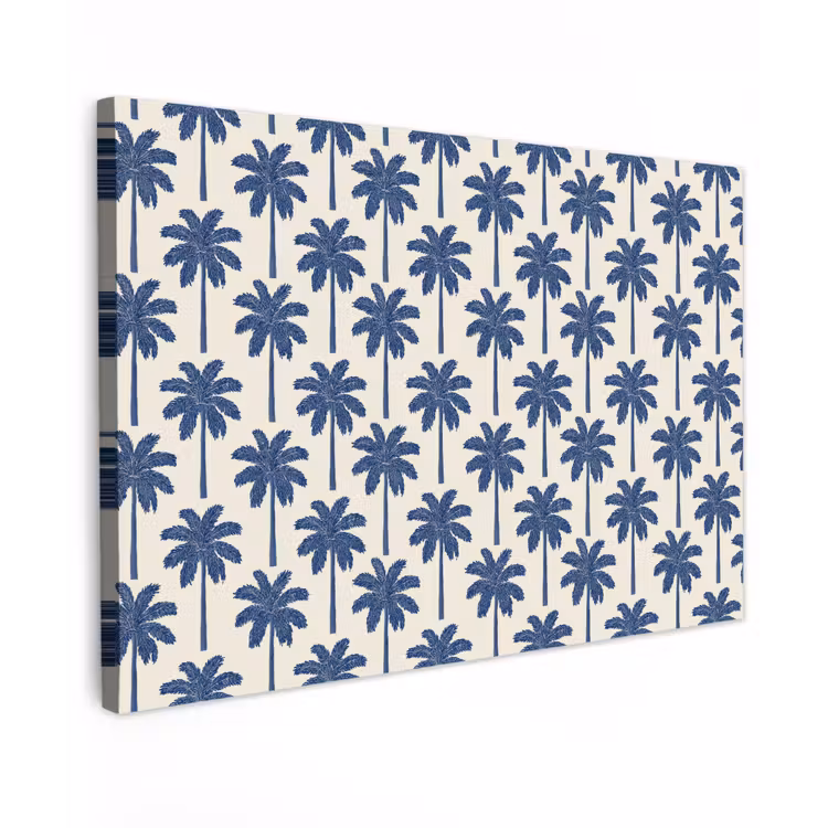 Symmetrisch - Palm - Blauw Tuinposter op houten frame 2 cm dik klein 845 -3d
