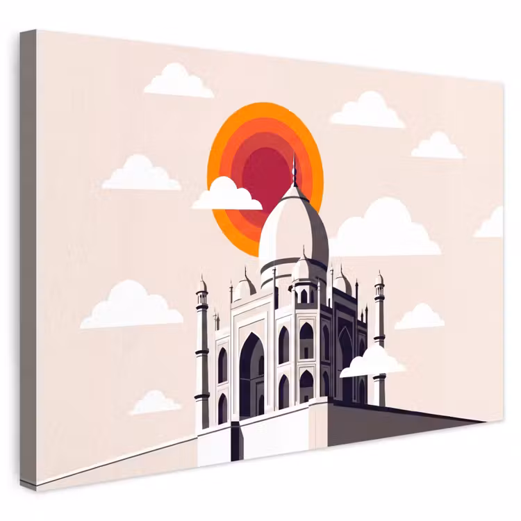 Taj Mahal - Zon - Koepel - Architectuur - India - Grafisch Tuinposter op houten frame 2 cm dik klein -3d