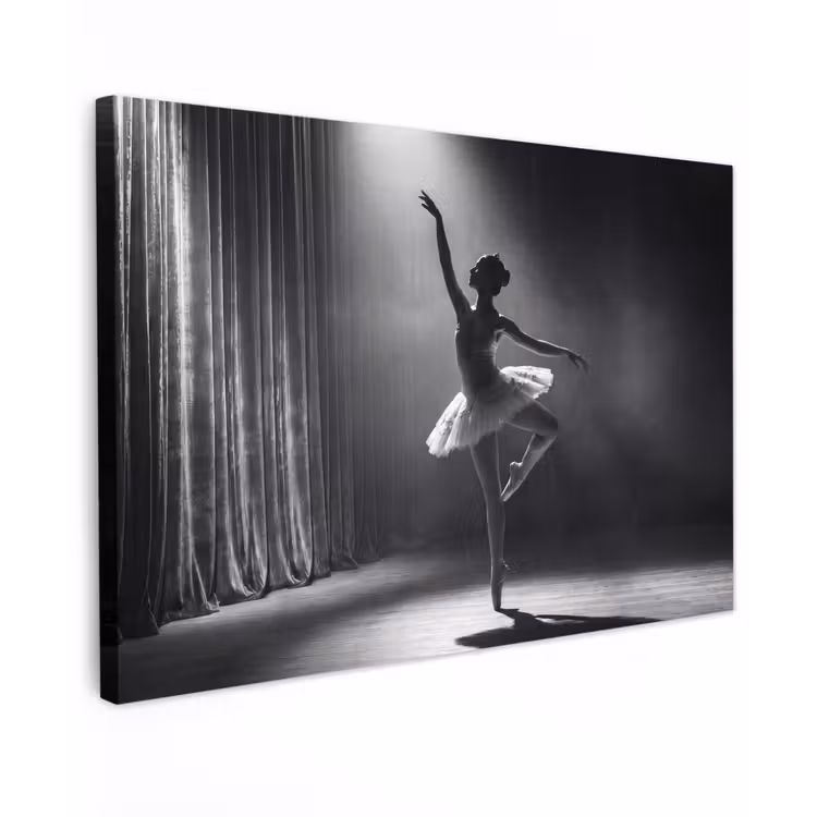 Danser - Podium - Zwart-wit - Kunst - Klassiek Tuinposter op houten frame 2 cm dik klein -3d