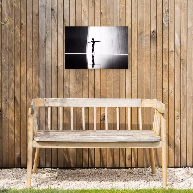 Danser - Silhouette - Kunst - Modern - Zwart-wit Tuinposter op houten frame 2 cm dik klein -sfeer4