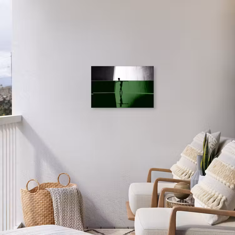 Danser - Silhouette - Kunst - Modern - Zwart-wit Tuinposter op houten frame 2 cm dik klein -sfeer1