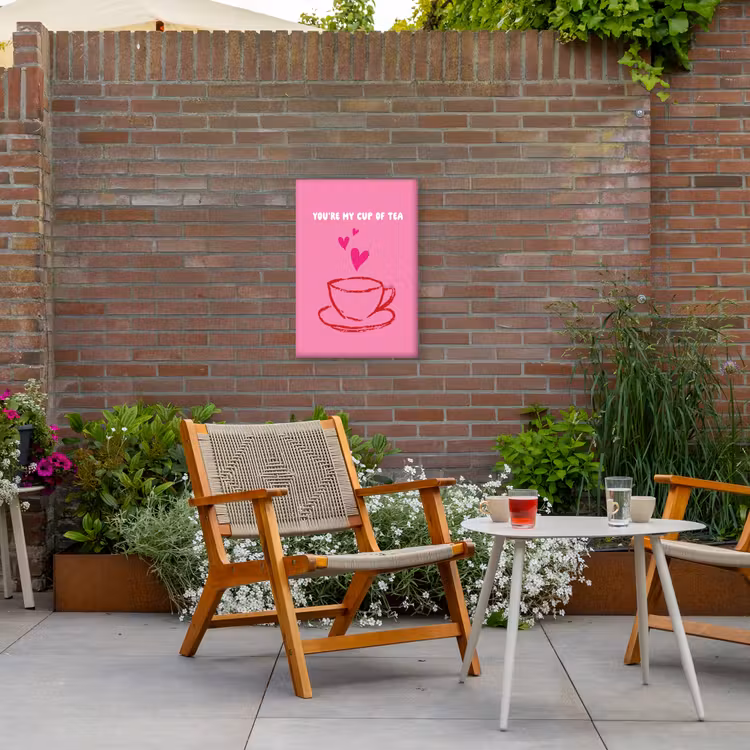 Thee - Roze - Valentijn - Tekst Tuinposter op houten frame 2 cm dik klein -sfeer3