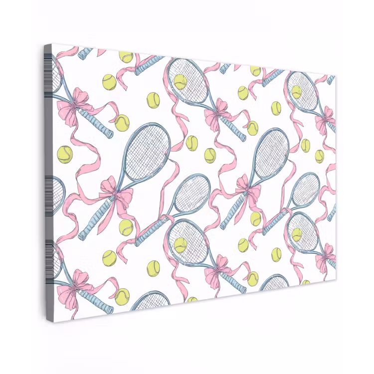 Tennis - Strikken - Kleurrijk Tuinposter op houten frame 2 cm dik klein 845 -3d