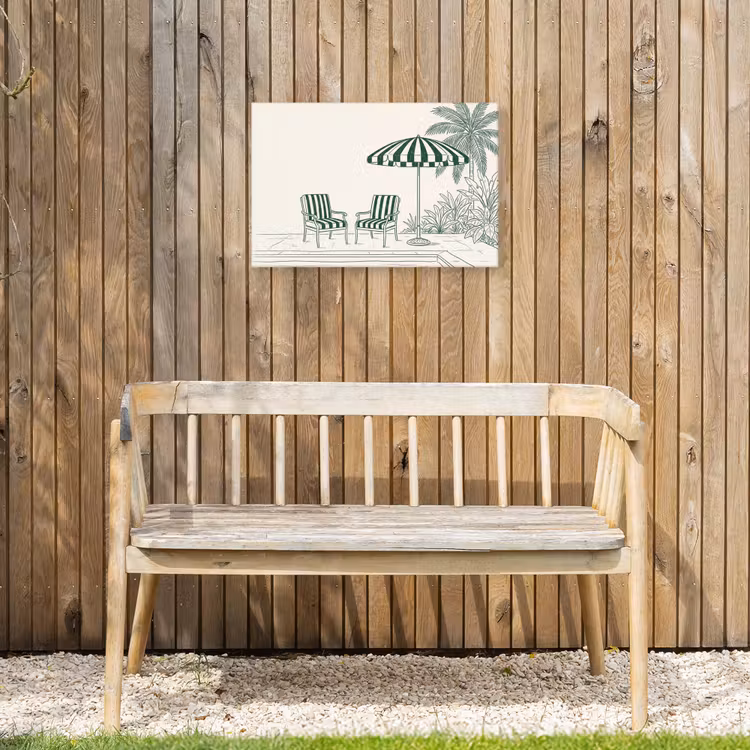 Terras - Illustratie - Groen Tuinposter op houten frame 2 cm dik klein -sfeer4
