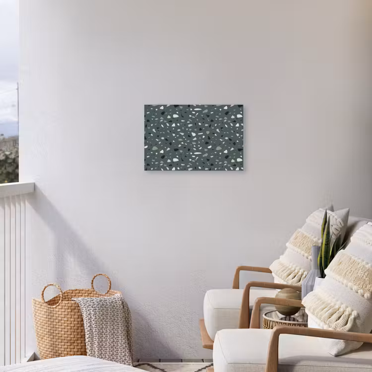 Terrazzo - Patroon - Kleurrijk - Groen Tuinposter op houten frame 2 cm dik klein 845 -sfeer1