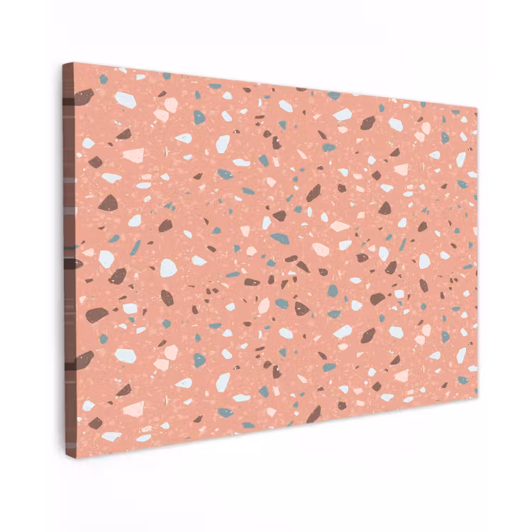 Terrazzo - Patroon - Kleurrijk - Roze - Blauw Tuinposter op houten frame 2 cm dik klein 845 -3d