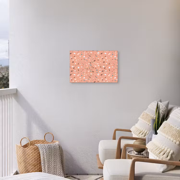 Terrazzo - Patroon - Kleurrijk - Roze - Blauw Tuinposter op houten frame 2 cm dik klein 845 -sfeer1