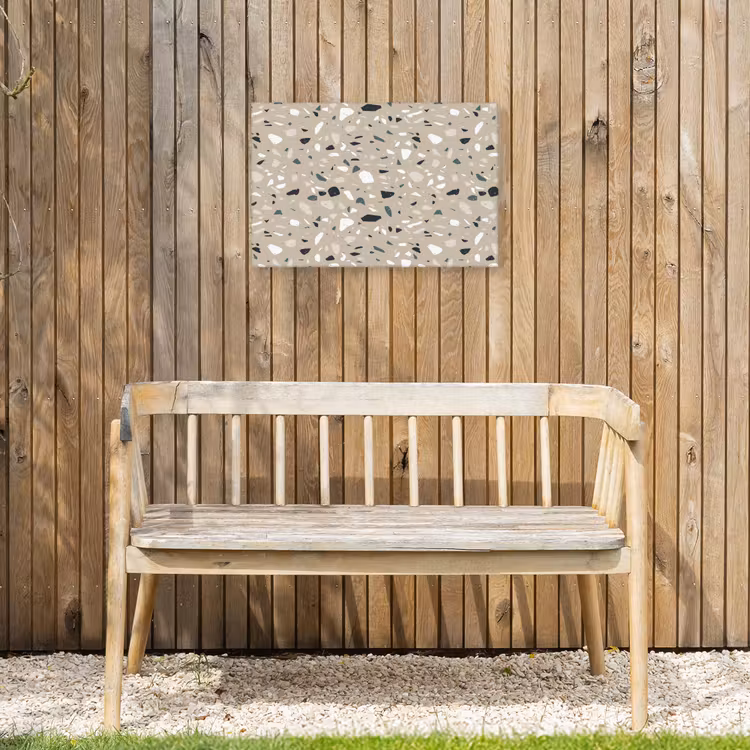 Terrazzo - Patroon - Groen Tuinposter op houten frame 2 cm dik klein 845 -sfeer4
