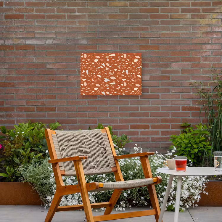 Terrazzo - Patroon - Klei Tuinposter op houten frame 2 cm dik klein 845 -sfeer3