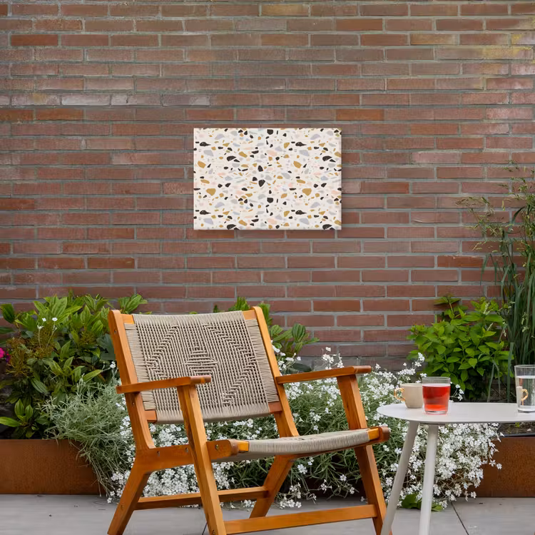 Terrazzo - Patroon - Neutraal - Zacht - Multi Tuinposter op houten frame 2 cm dik klein 845 -sfeer3