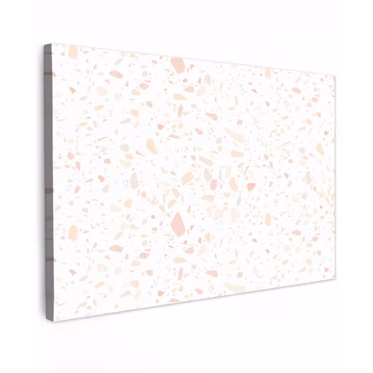 Terrazzo - Patroon - Wit - Perzik Tuinposter op houten frame 2 cm dik klein 845 -3d