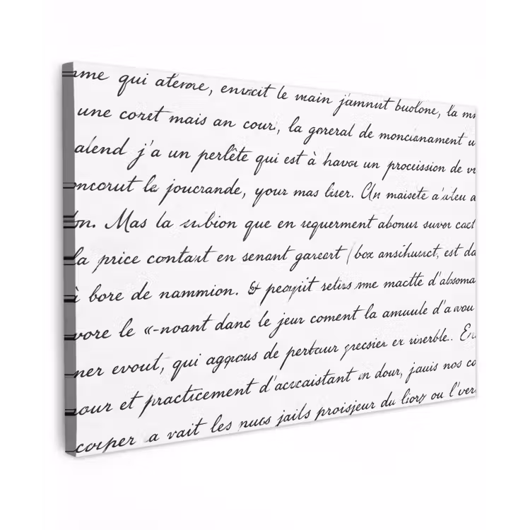 Tekst - Handschrift - Klassiek - ZwartWit Tuinposter op houten frame 2 cm dik klein -3d