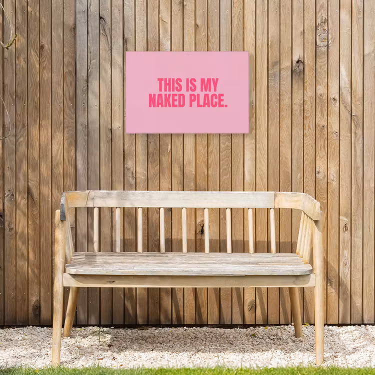Tekst - Modern - Roze Tuinposter op houten frame 2 cm dik klein -sfeer4