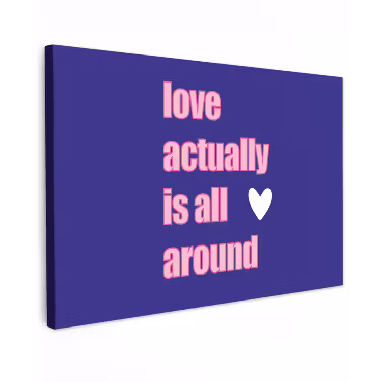 Tekst - Valentijn - Love - Blauw Tuinposter op houten frame 2 cm dik klein -3d